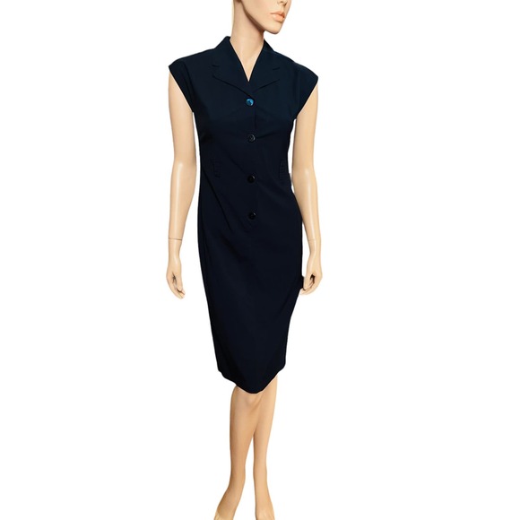 FENDI Midi Dress Buttons Closure Size 8 USA Made in Italy Stretchy Sleeveless